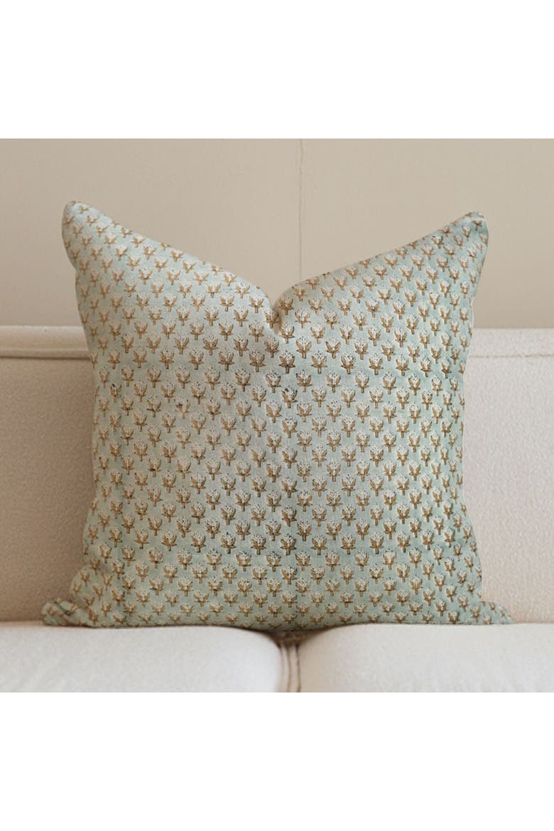 Mogra Hand Block Printed Viscose Linen Pillow Cover, Main, color, No Color