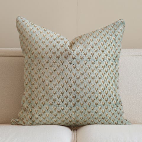 Mogra Hand Block Printed Viscose Linen Pillow Cover