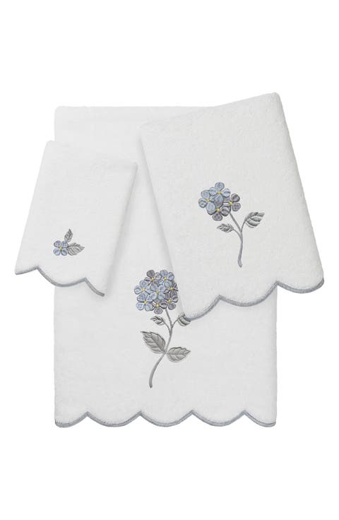 Hydea Scalloped 3-Piece Embellished Towel Set
