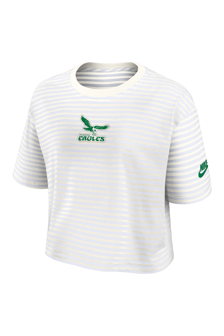 Women's Nike Yellow/Cream Philadelphia Eagles Striped Cropped T-Shirt, Alternate, color, Yellow