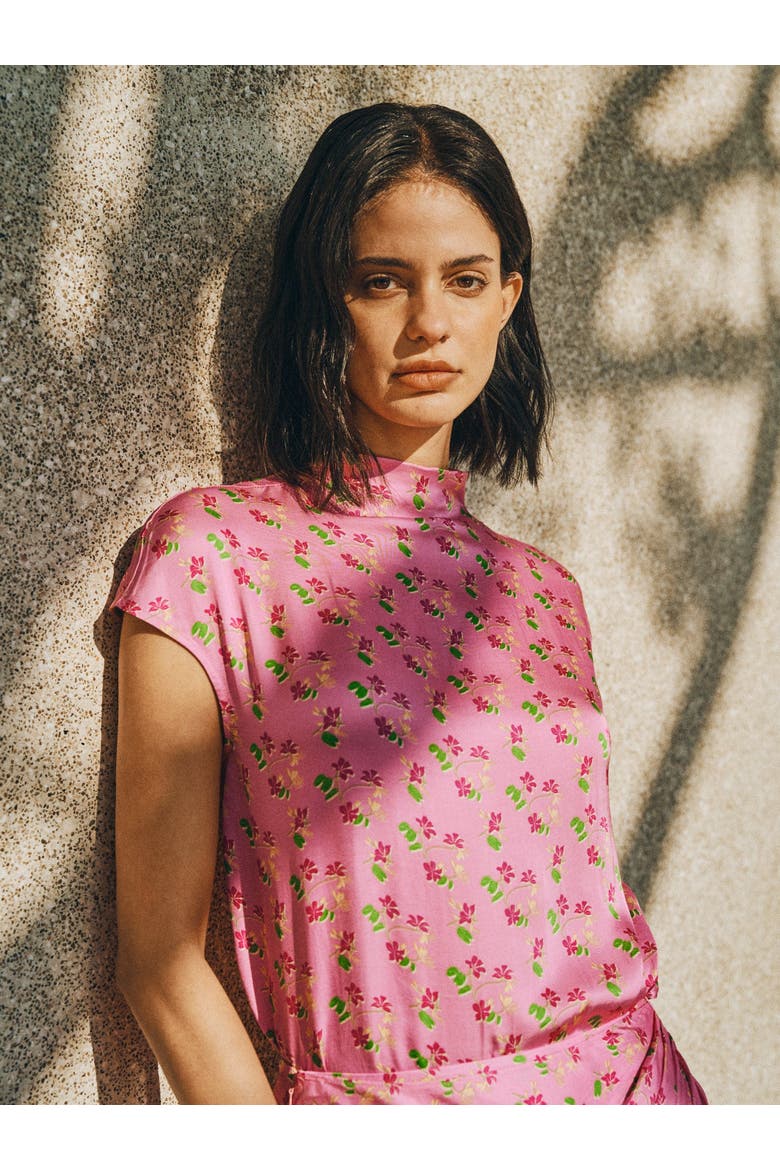 "Beach Blossom" Satin Top, Alternate, color, Pink