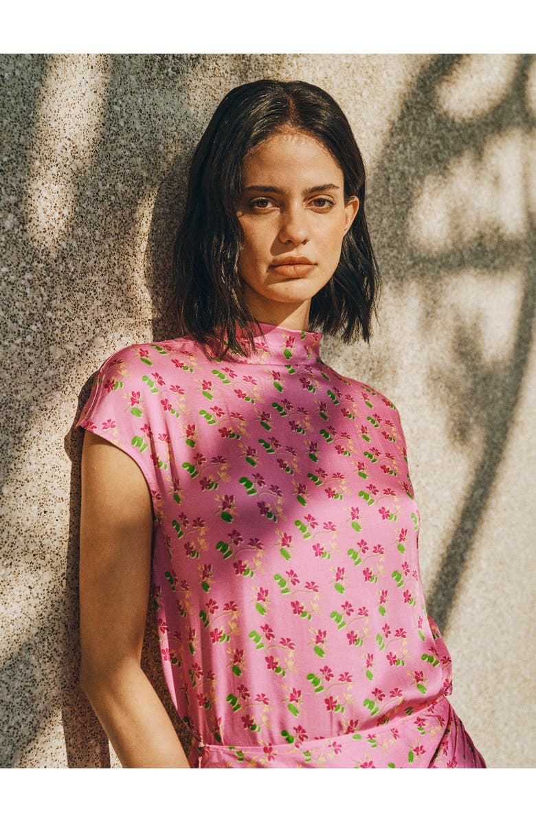 Lost Pattern NYC "Beach Blossom" Satin Top, Alternate, color, Pink