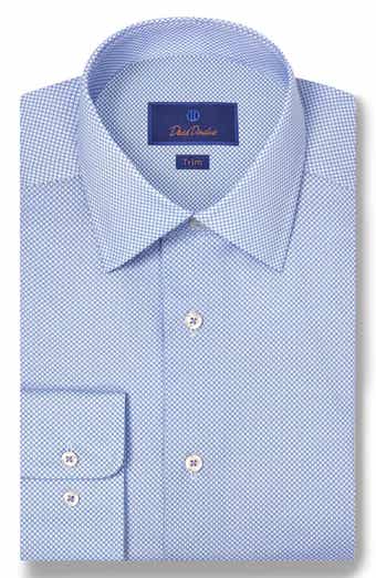 Trim Fit Micro Geometric Cotton Dress Shirt
