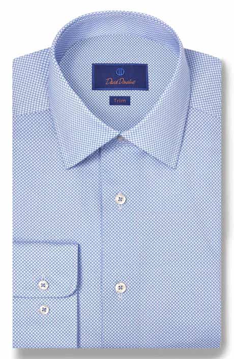 David Donahue Trim Fit Micro Geometric Cotton Dress Shirt