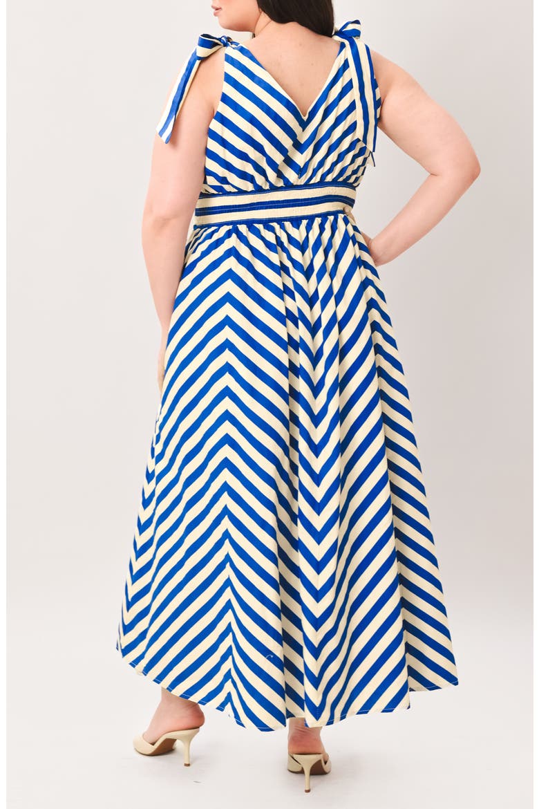 Stripe Tie Strap Cotton Maxi Dress, Alternate, color, IVORY BLUE