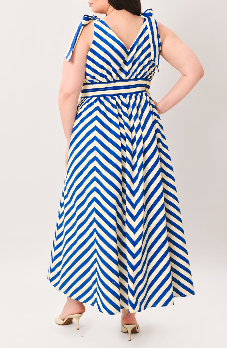 FLYING TOMATO Stripe Tie Strap Cotton Maxi Dress, Alternate, color, Ivory Blue