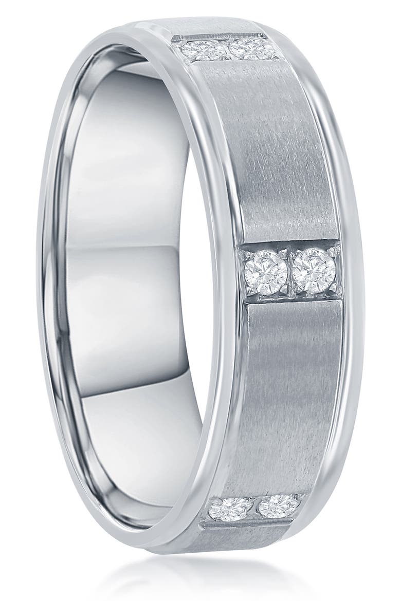 Brushed & Polished CZ Ring, Alternate, color, SILVER
