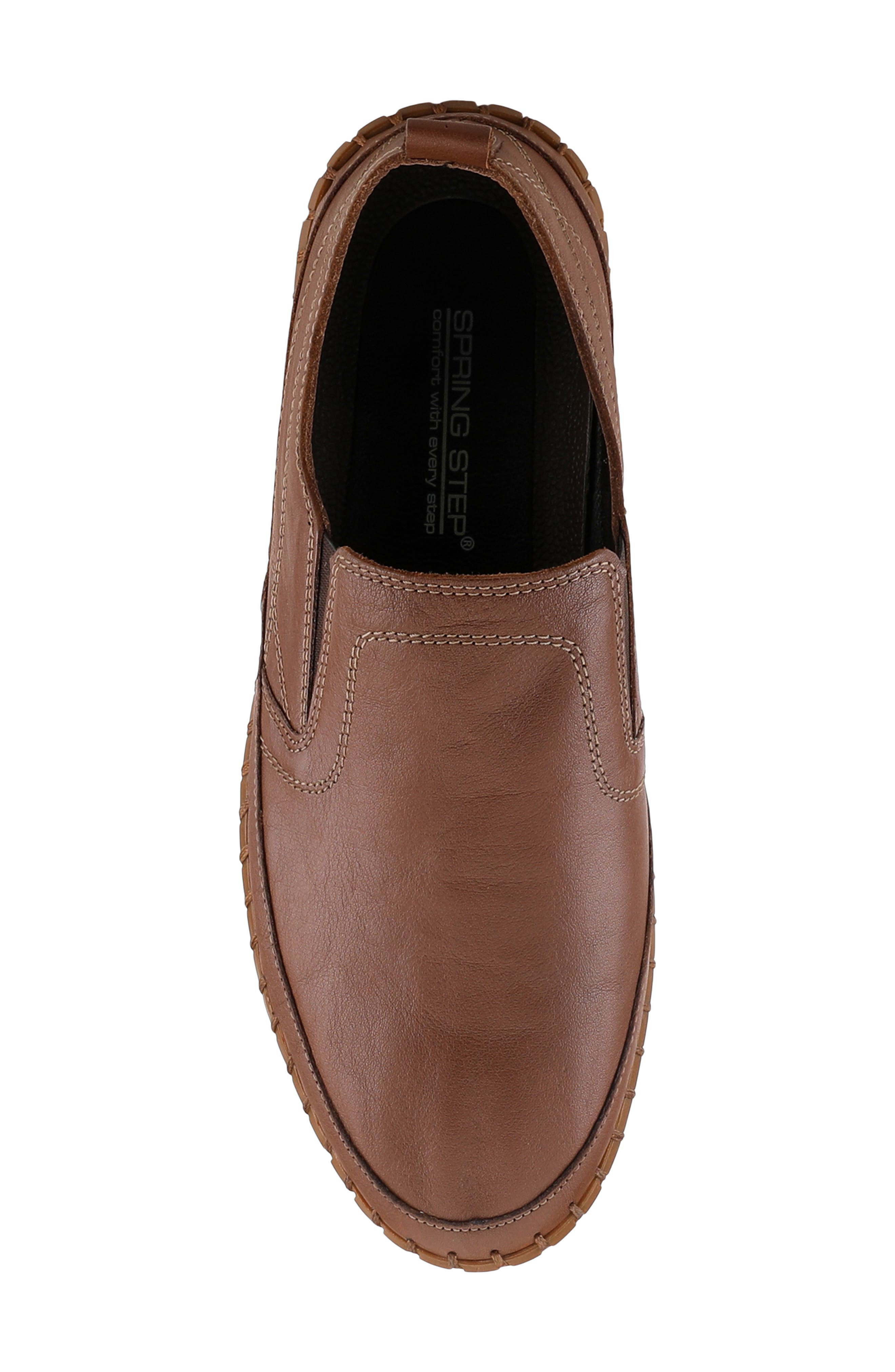 Spring Step Whipstitch Leather Loafer, Alternate, color, Brown