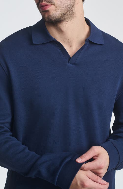 Mavi Jeans Relaxed Fit Polo Collar Long Sleeve Cotton Top In Blue