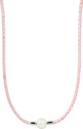 SAVVY CIE JEWELS Woven Leather 10–10.5mm Cultured Freshwater Pearl Necklace
