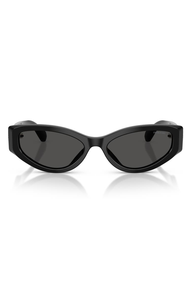 Swarovski 55mm Cat Eye Sunglasses, Main, color, Black / Dark Grey