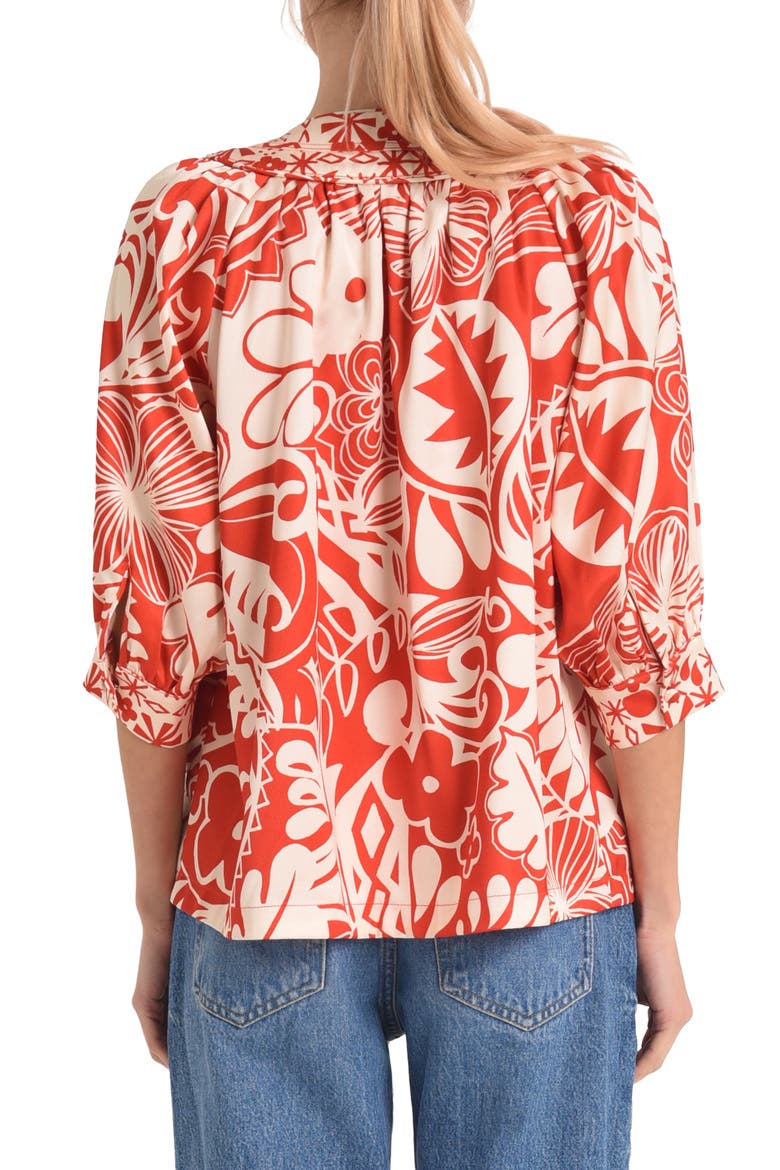 Katari Floral Three Quarter Sleeve Top, Alternate, color, RED MULTI