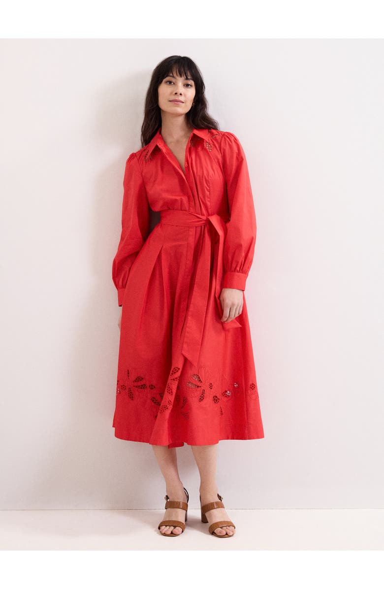 Phase Eight Kim Cutwork Hem Midi Dress, Main, color, Red