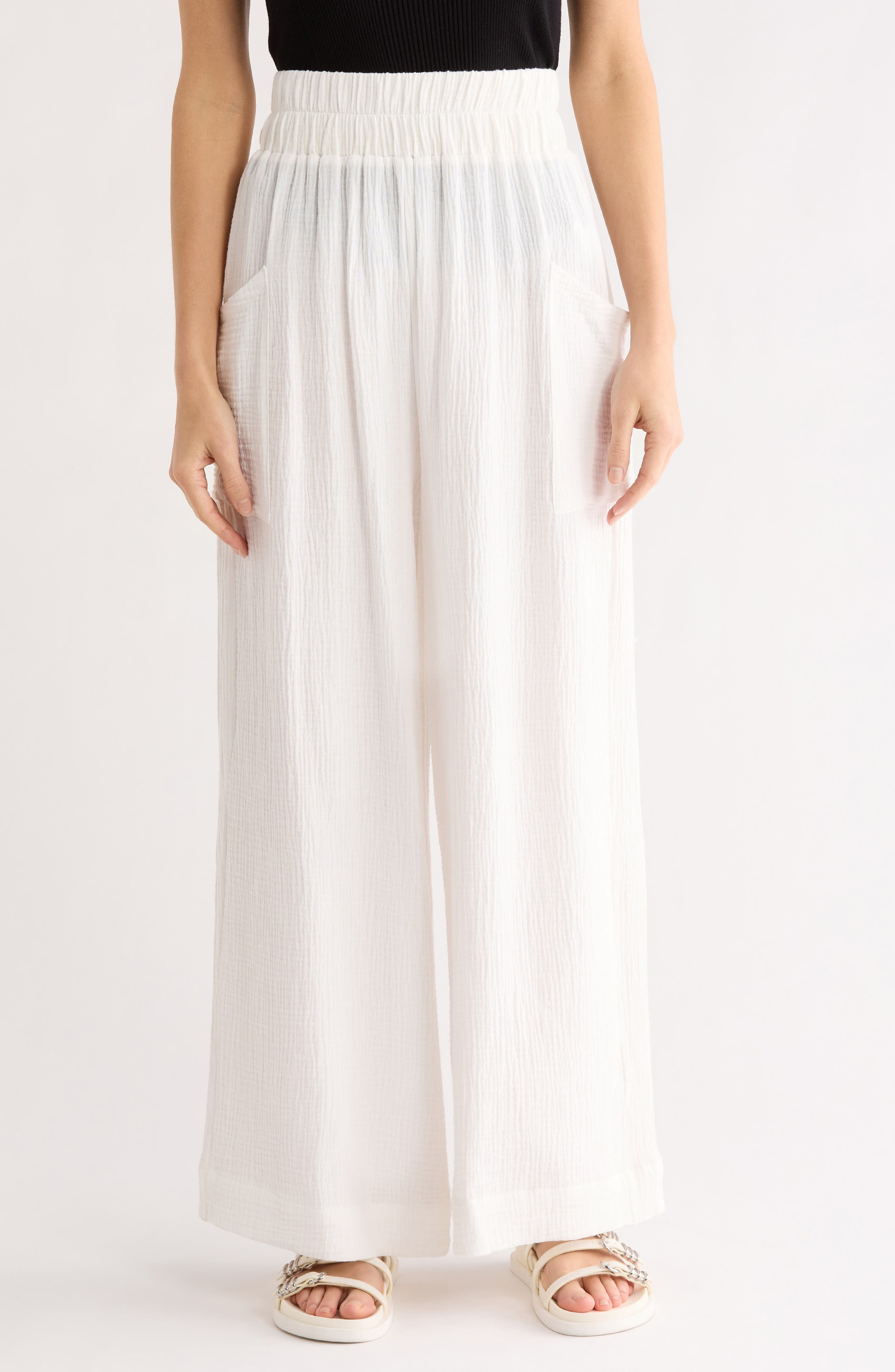 PATRIZIA LUCA Cotton Pull-On Wide Leg Pants