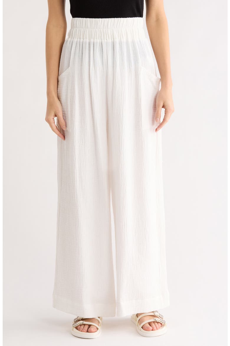 Cotton Pull-On Wide Leg Pants, Main, color, OFF WHITE