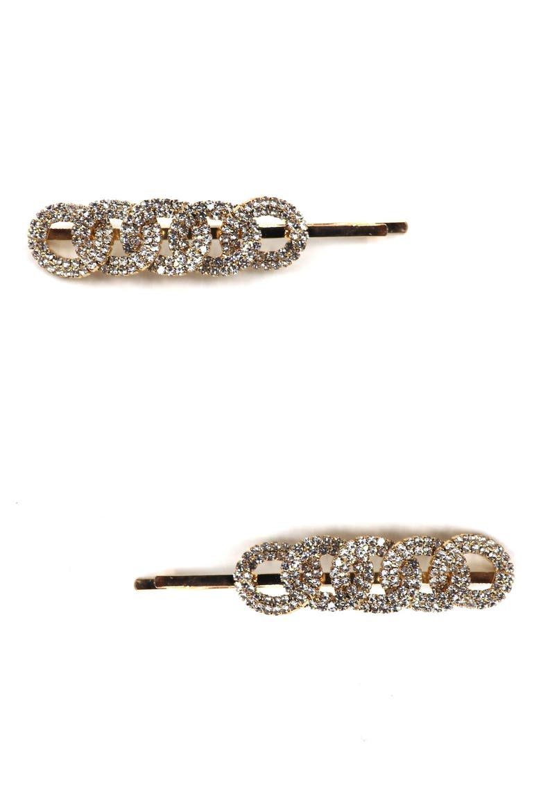 2-Pack Crystal Circle Bobby Pins, Alternate, color, GOLD
