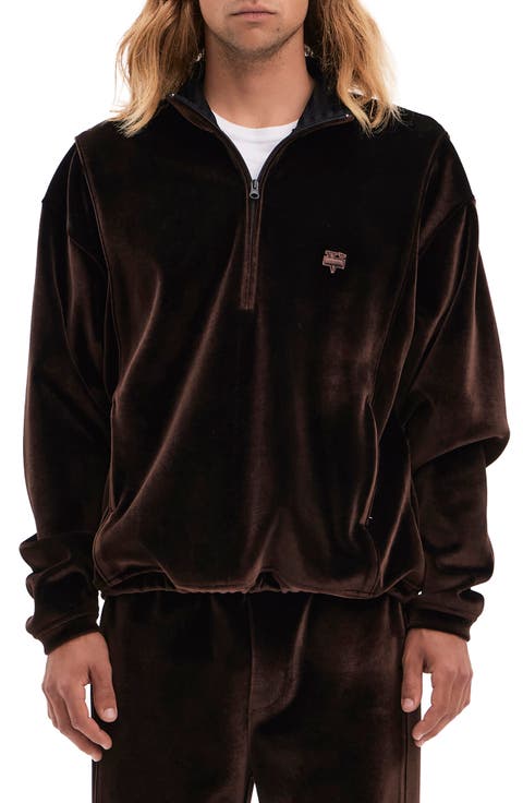 Baglioni Stretch Velvet Half Zip Sweatshirt
