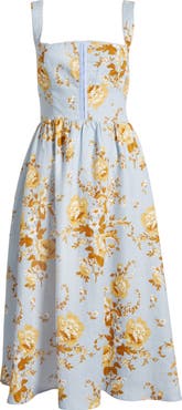 Reformation Tagliatelle Floral Linen Midi Sundress