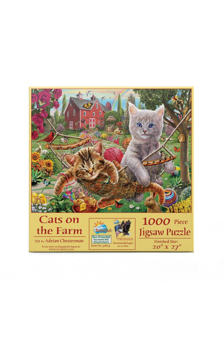 Sunsout Cats on the Farm 1000 piece Jigsaw Puzzle for Adults, Alternate, color, Multicolor