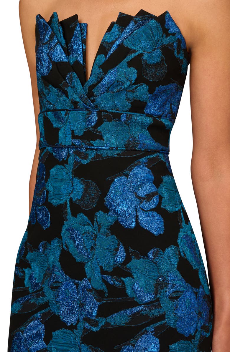 Aidan Mattox by Adrianna Papell Metallic Floral Print Strapless Cocktail Dress, Alternate, color, 