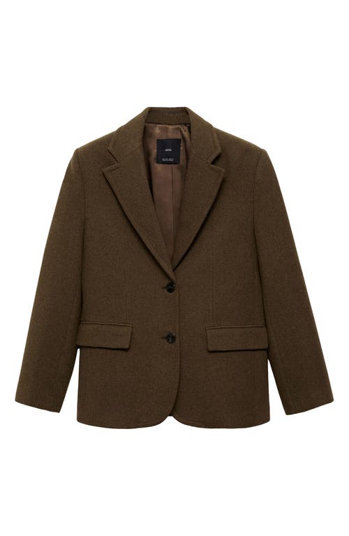 Shop Mango Wool Blend Blazer In Khaki