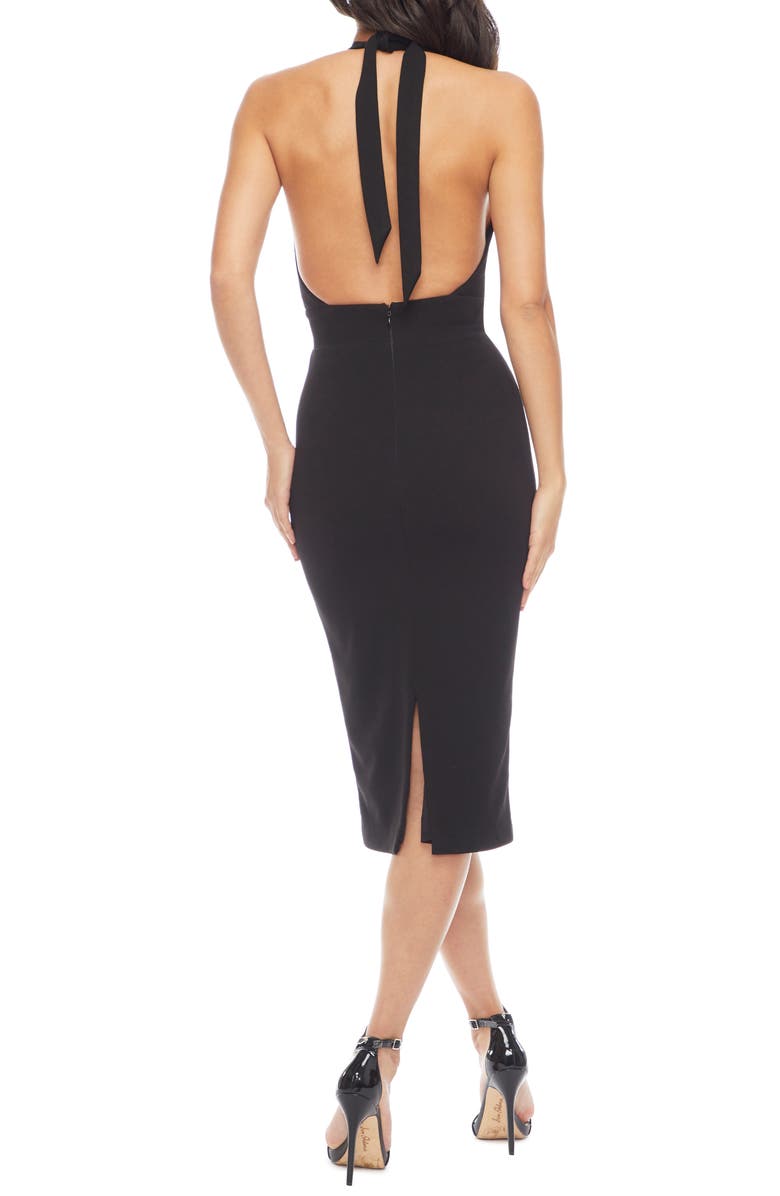 Dress the Population Vanessa Halter Body-Con Midi Dress, Alternate, color, Black