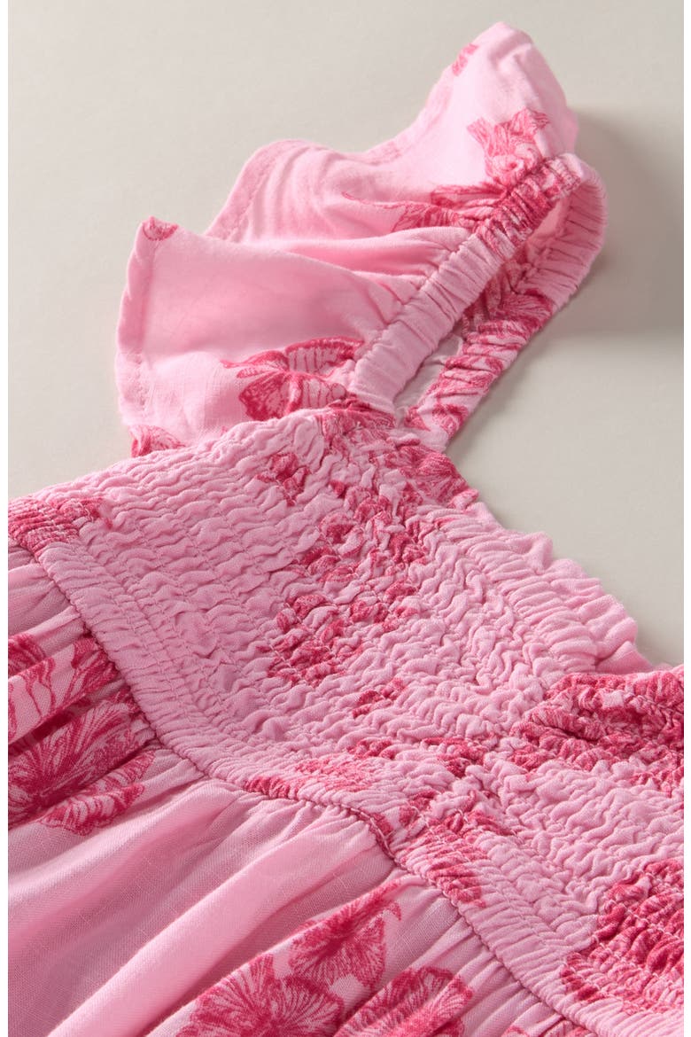 Kids' Flutter Sleeve Romper, Alternate, color, PINK ORCHID TALIA TOILE