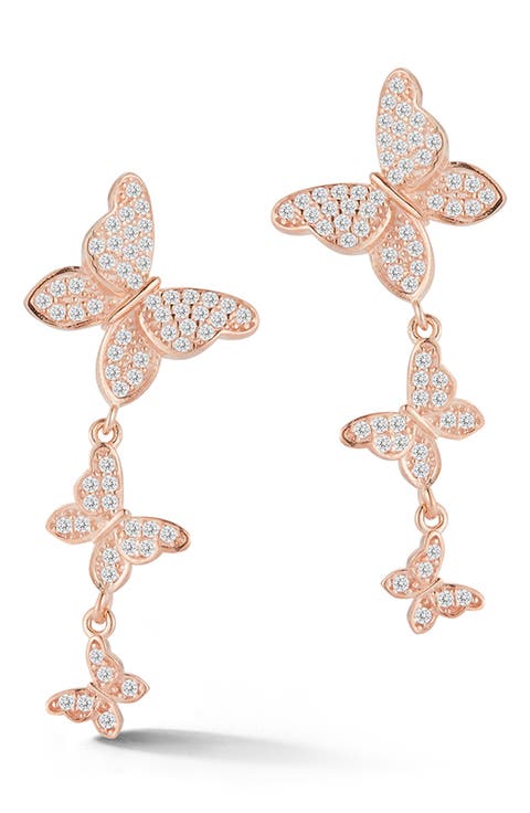Rose Gold Vermeil Butterfly Drop Earrings