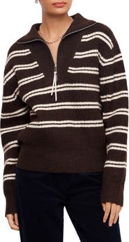 Karen Kane Striped Half Zip Sweater