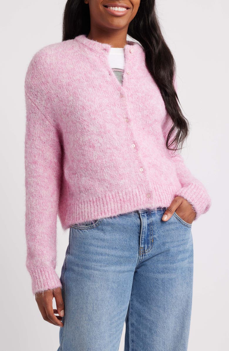 BDG Urban Outfitters Fluffy Cardigan, Alternate, color, Pink