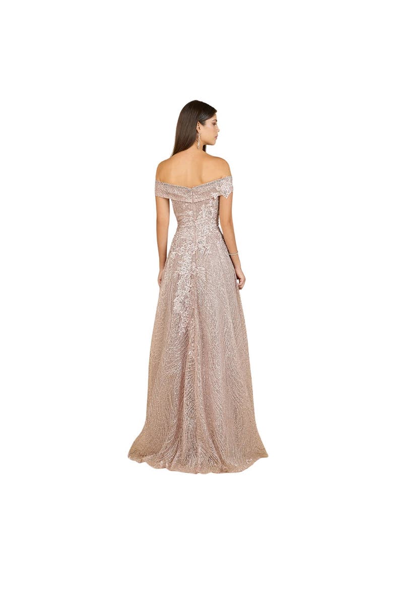 Off Shoulder A-Line Gown, Alternate, color, AntiqueRose