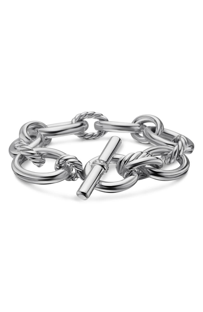 David Yurman Mercer<sup>™</sup> 18K Gold & Sterling Silver Chain Bracelet with Pavé Diamonds, Main, color, Sterling Silver