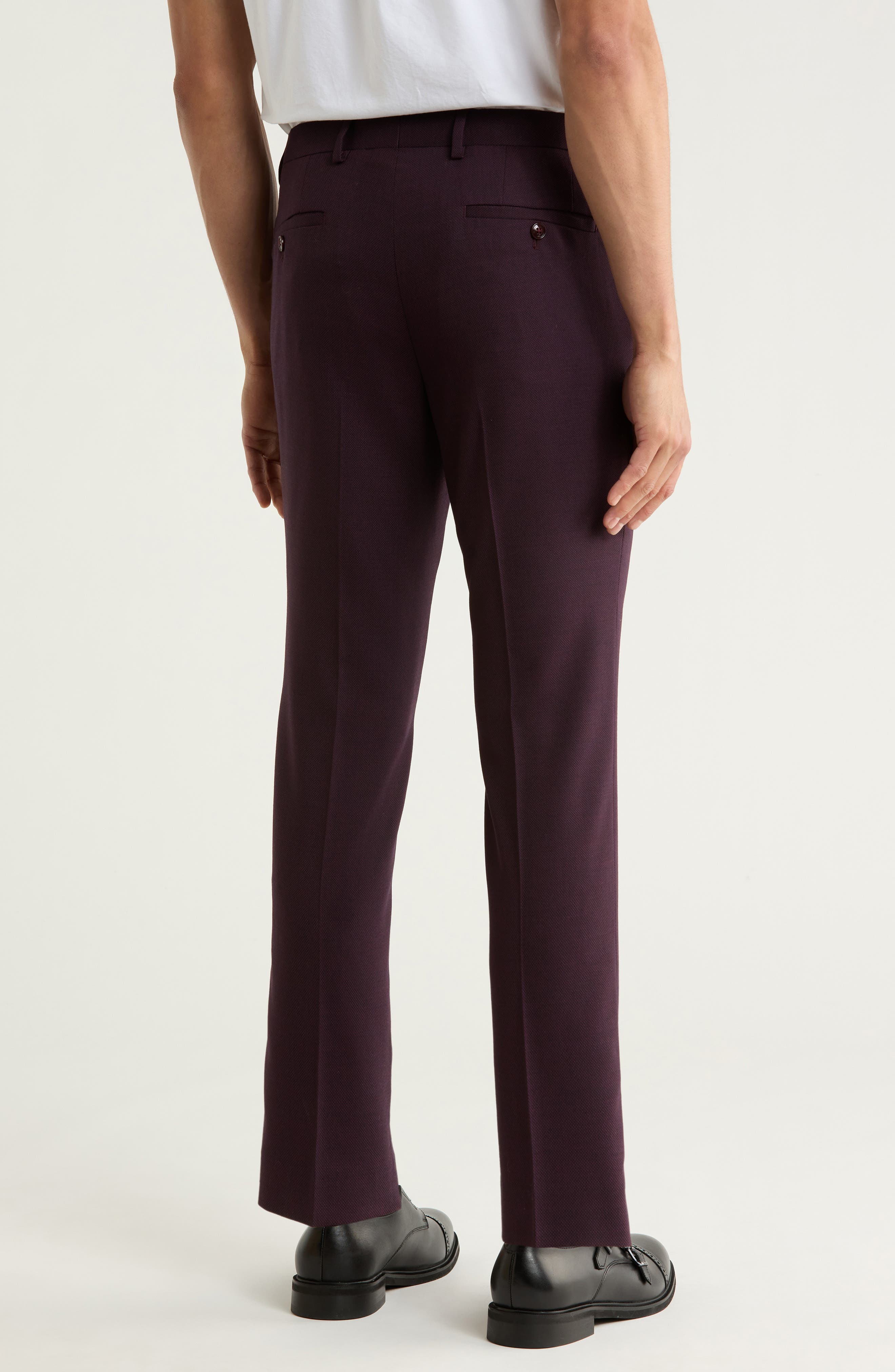 Wool Blend Slim Fit Flat Front Trousers - image 2