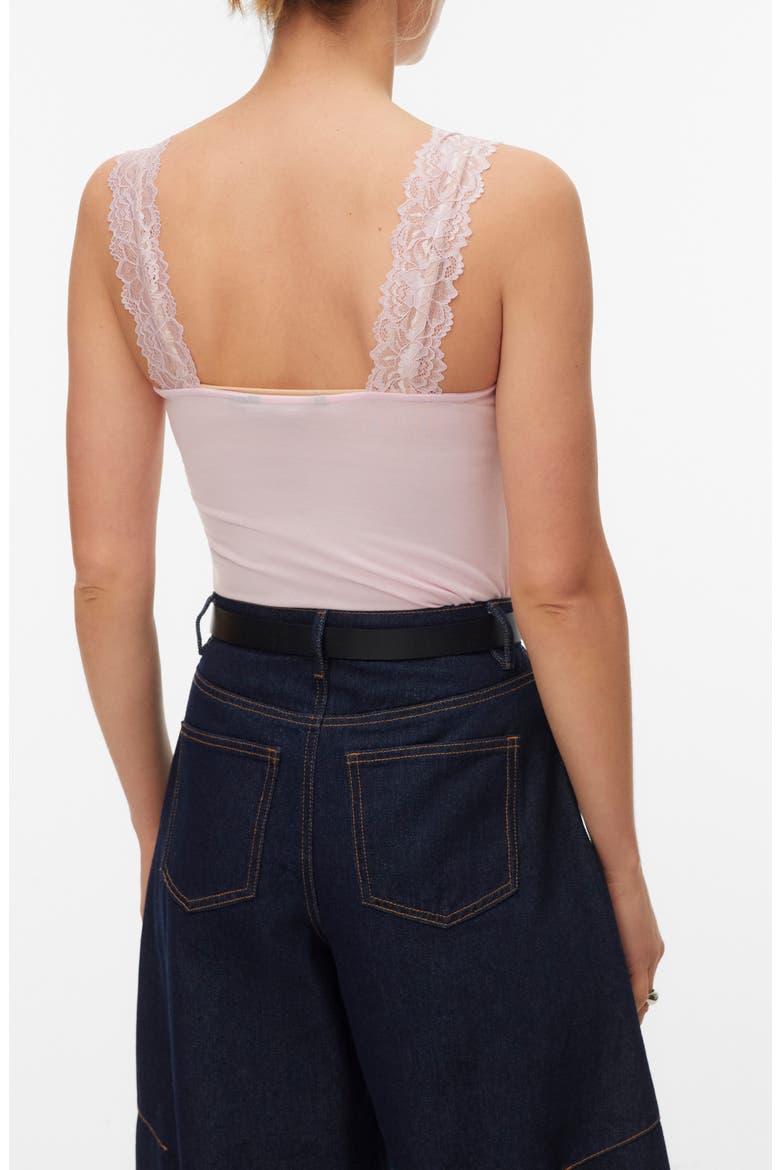 Rosa Lace Trim Tank, Alternate, color, ROSEATE SPOONBILL