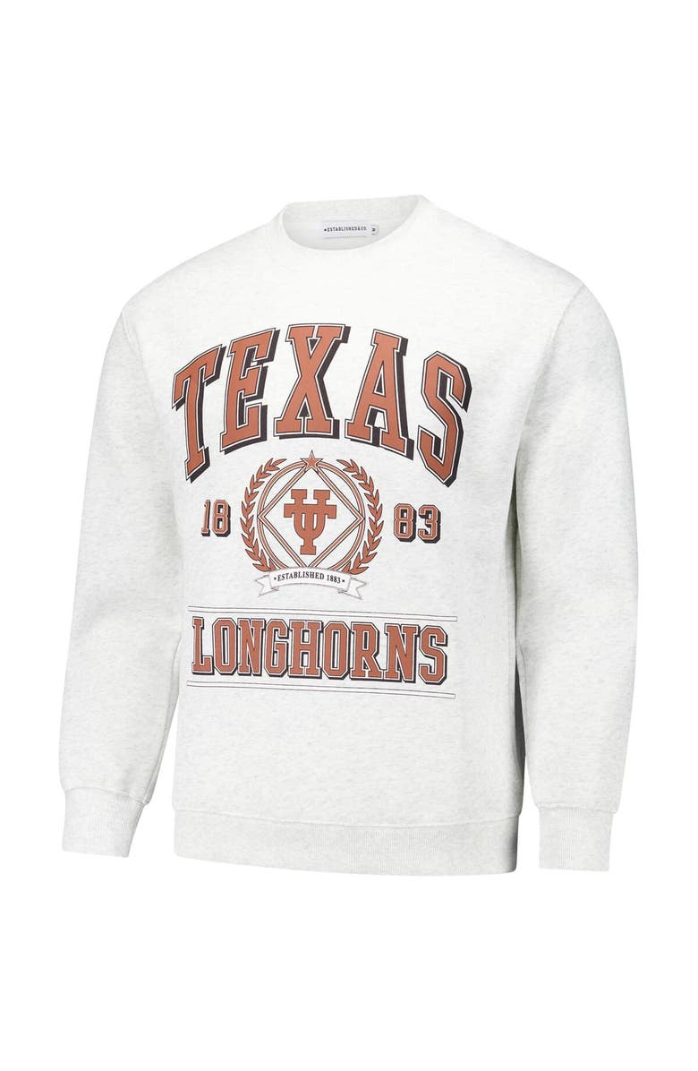 Established & Co. Unisex Established & Co.  Ash Texas Longhorns Vintage Crest Pullover Sweatshirt, Alternate, color, 