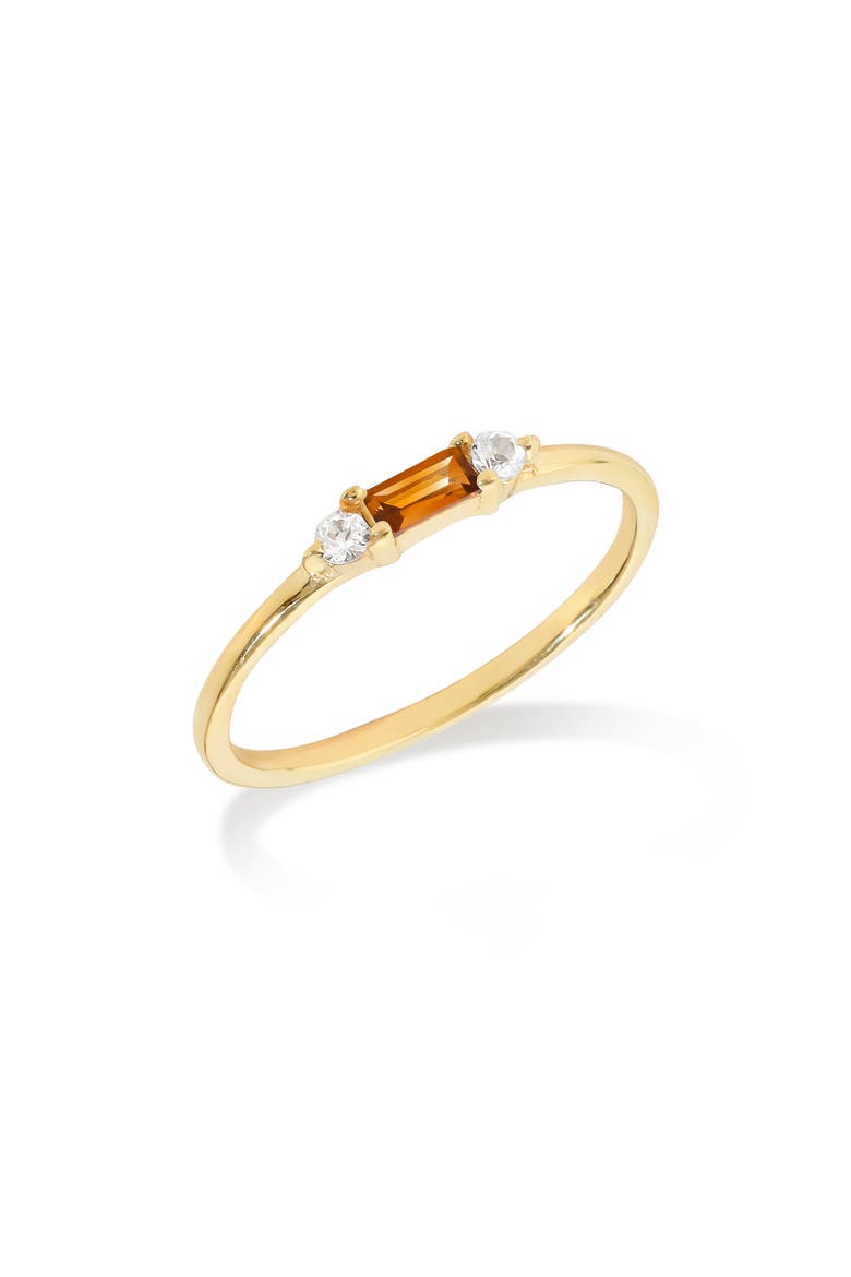 Baguette & Round Gemstone Ring, Main, color, ORANGE