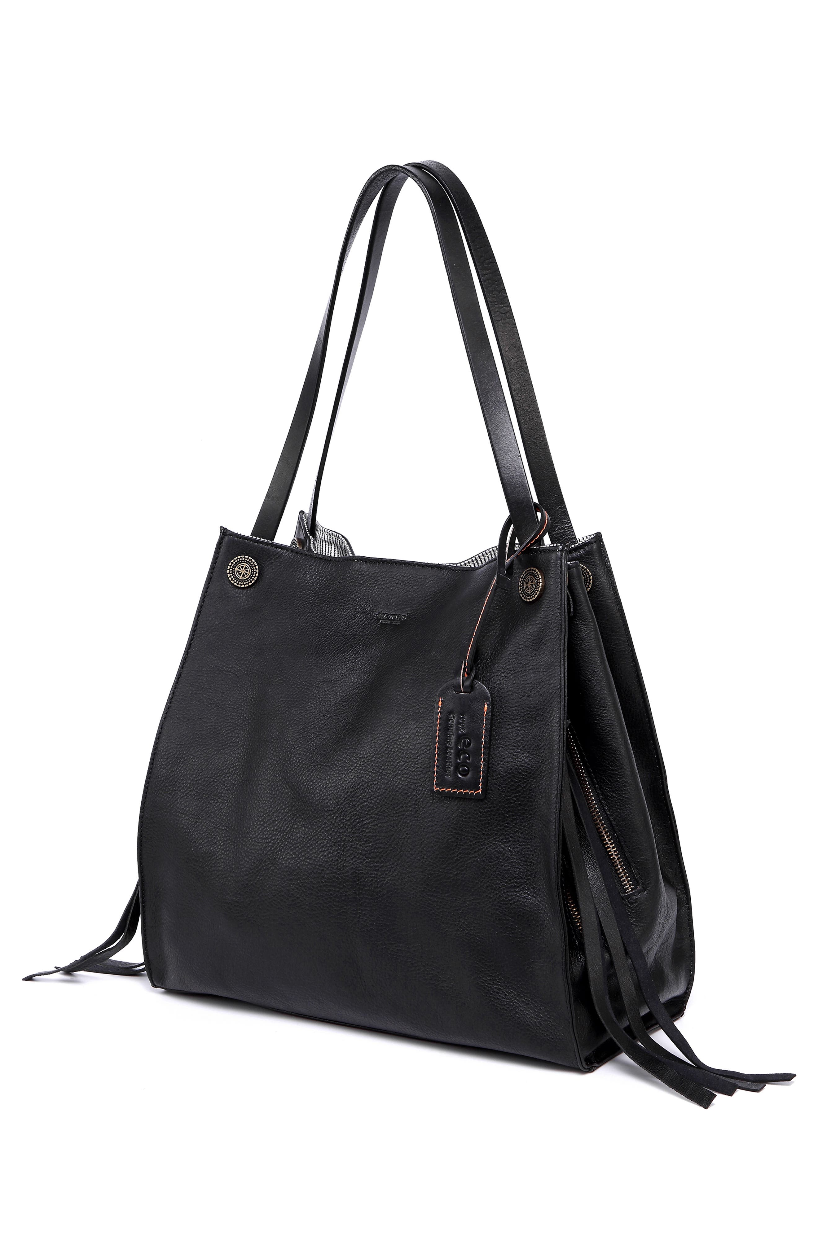 OLD TREND Daisy Leather Tote Bag, Alternate, color, Black