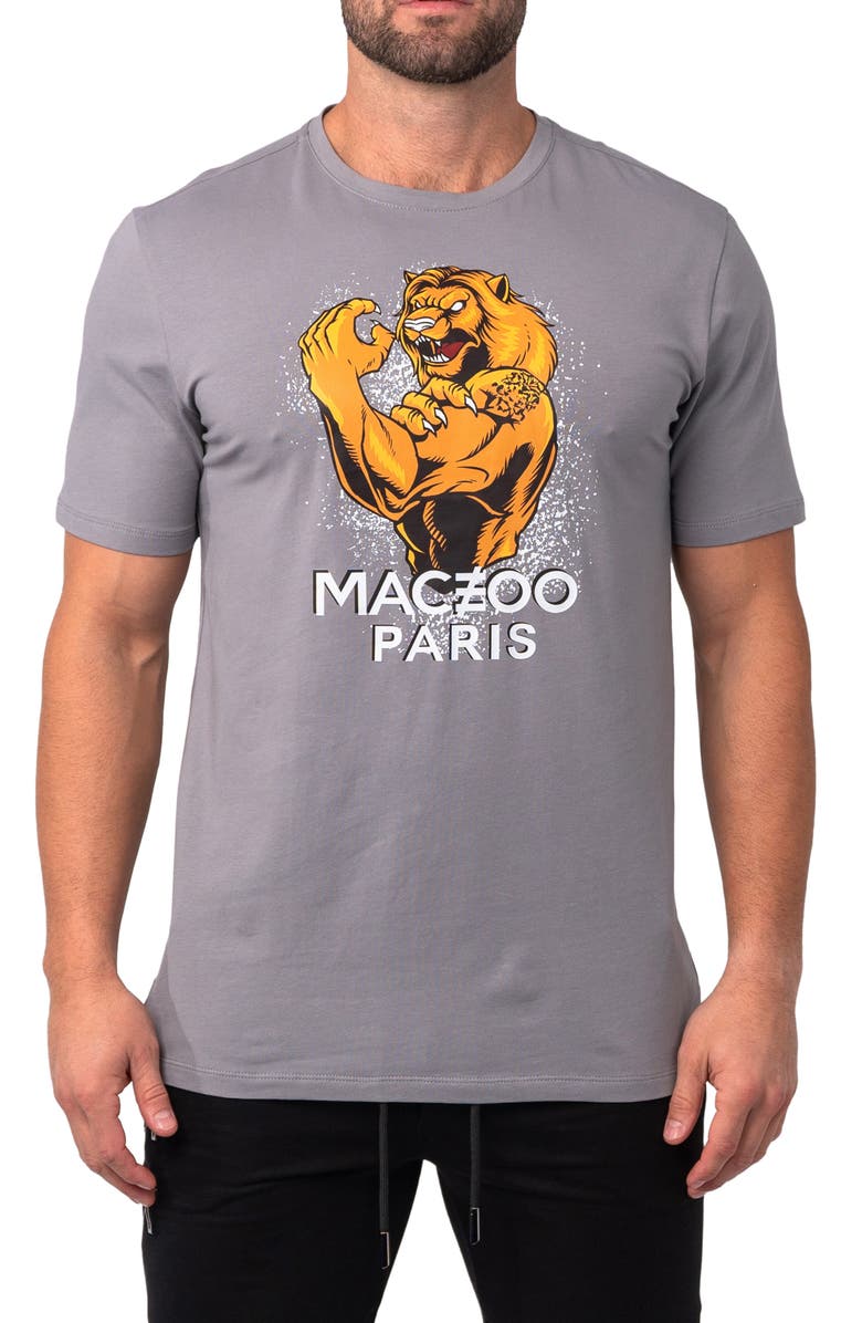 Maceoo Power Lion Logo Graphic Tee, Main, color, Grey
