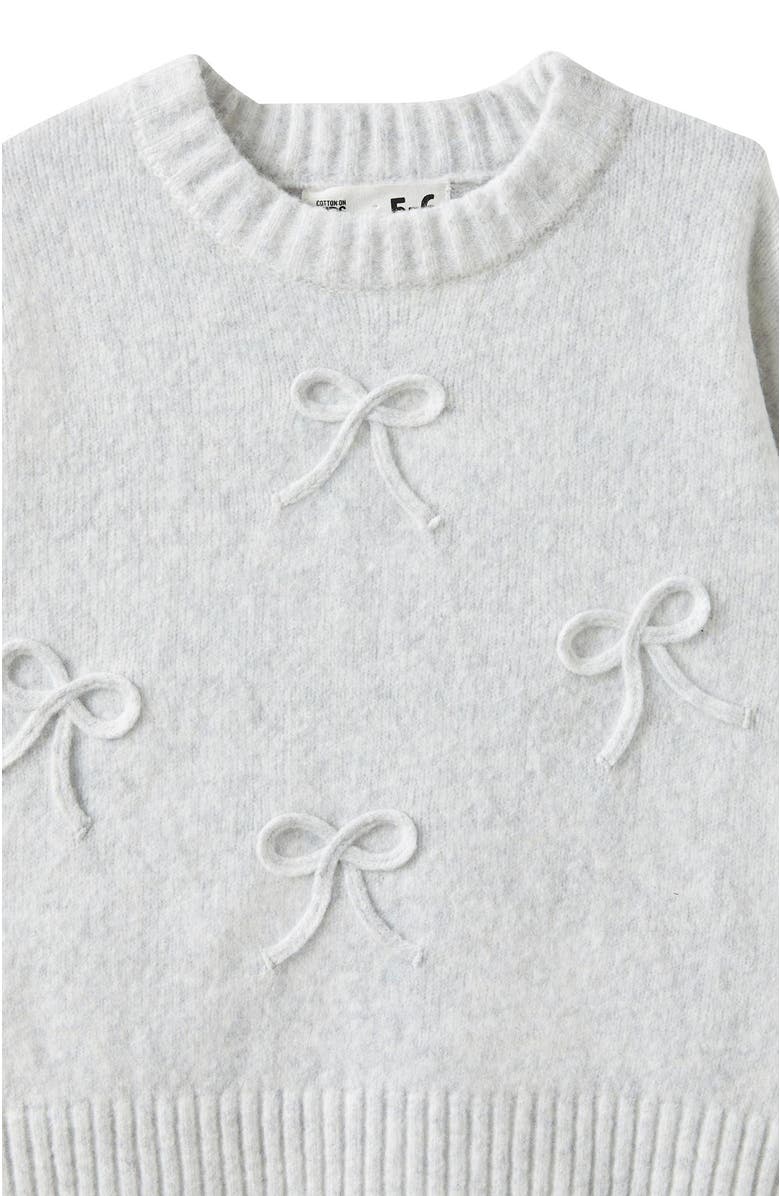 Cotton On Kids Kid's Sam Soft Knit Jumper, Alternate, color, Grey Marle Bows