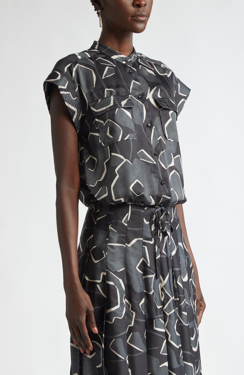 St. John Collection Cubist Floral Cap Sleeve Top, Alternate, color, 