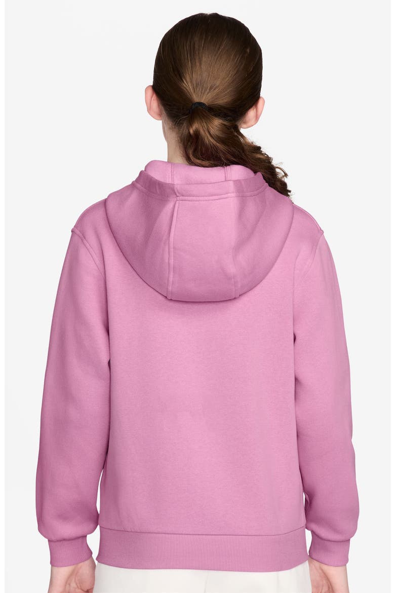Kids' Club Fleece Zip-Up Hoodie, Alternate, color, PINK RISE/ WHITE