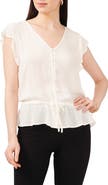 Chaus Flutter Sleeve Button-Up Blouse