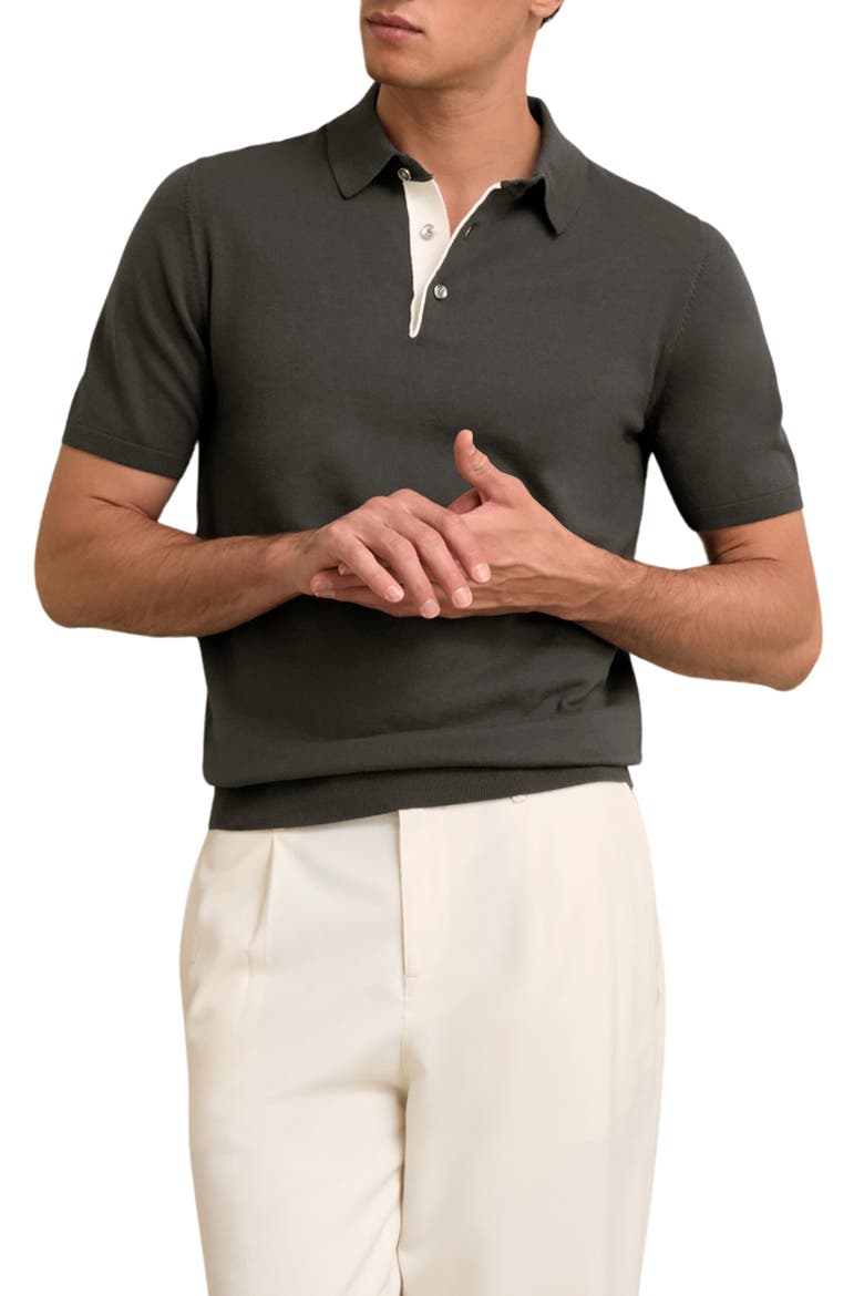 Finch Heathered Polo Sweater, Main, color, INDIGO BLUE