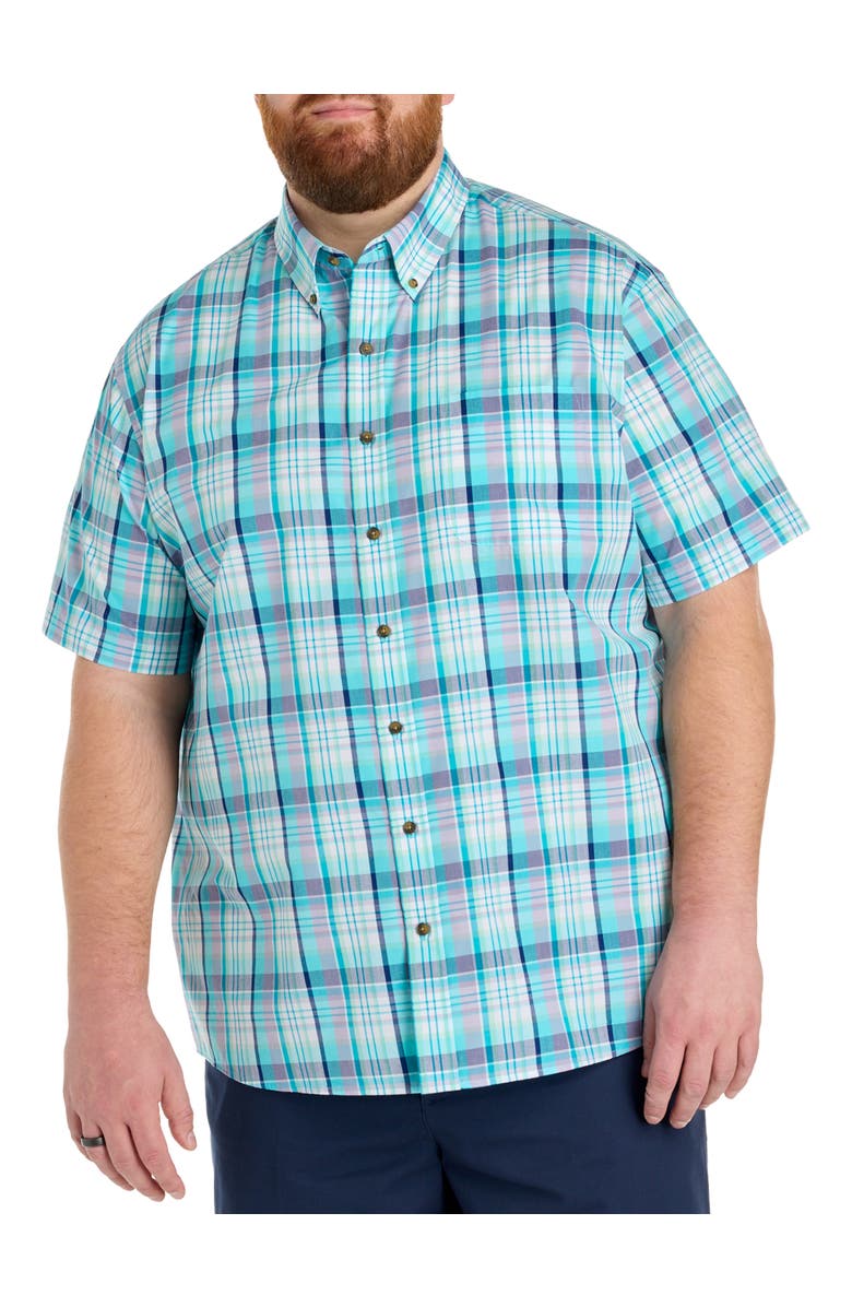 Harbor Bay by DXL Big & Tall Easy-Care Medium Plaid Sport Shirt V6, Main, color, Blue Multi