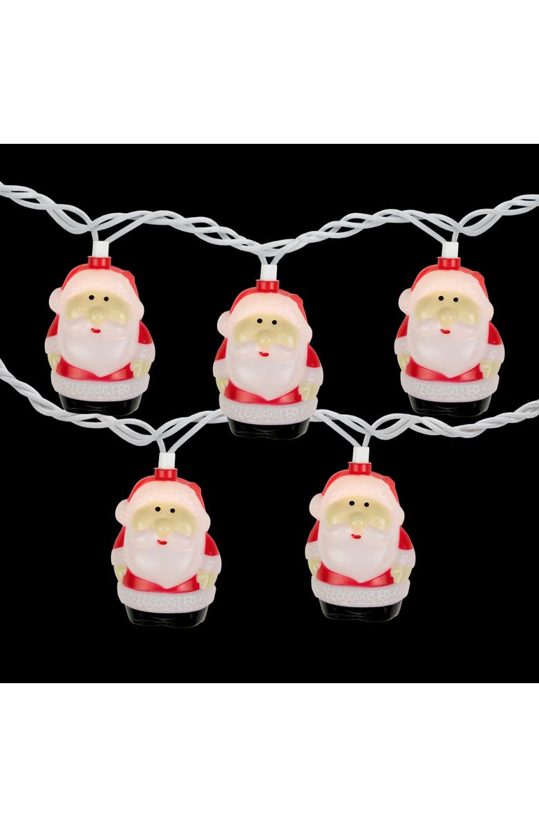 Northlight Santa Claus Christmas Light Set - Clear - 6' Green Wire - 10ct, Alternate, color, White