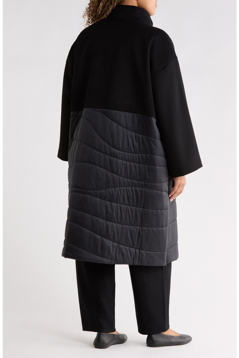 Stand Collar Recycled Nylon Coat, Alternate, color, BLACK