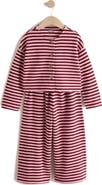 NEXT Kids' Stripe Button Front Two-Piece Set