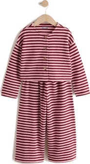 NEXT Kids' Stripe Button Front Two-Piece Set