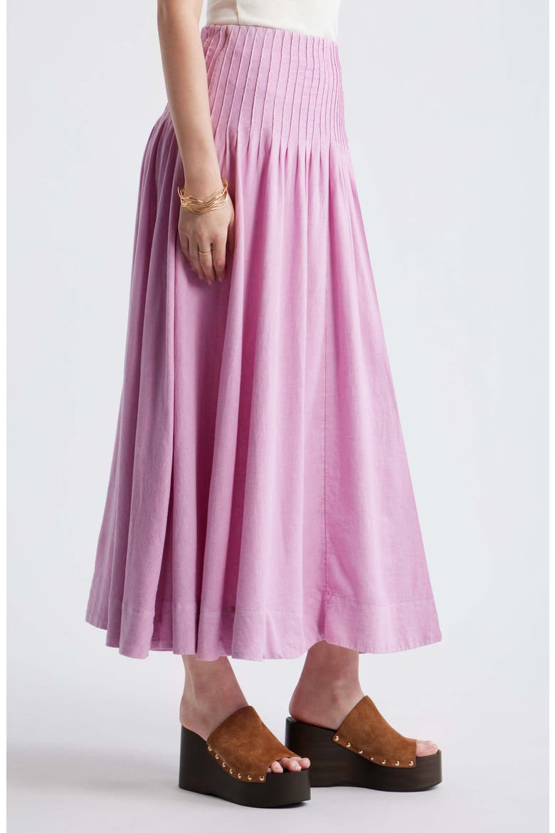 Pleat Accent Linen Blend Maxi Skirt, Alternate, color, PINK GALE
