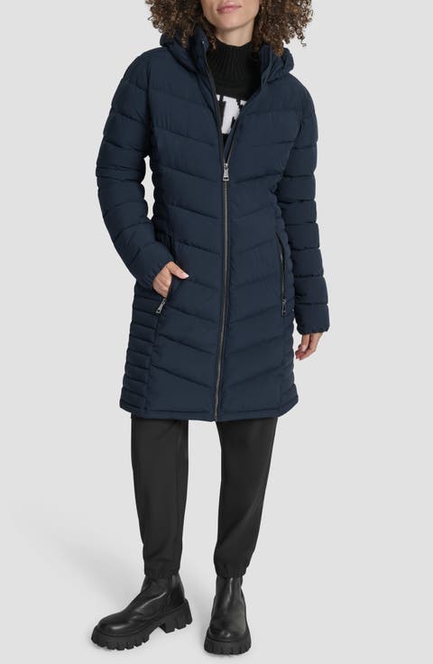 Cire Packable Hooded Longline Puffer Jacket